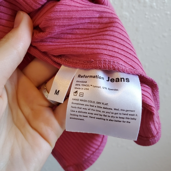 REFORMATION Pink Ribbed Midi Bodycon Dress sz M - Picture 8 of 8